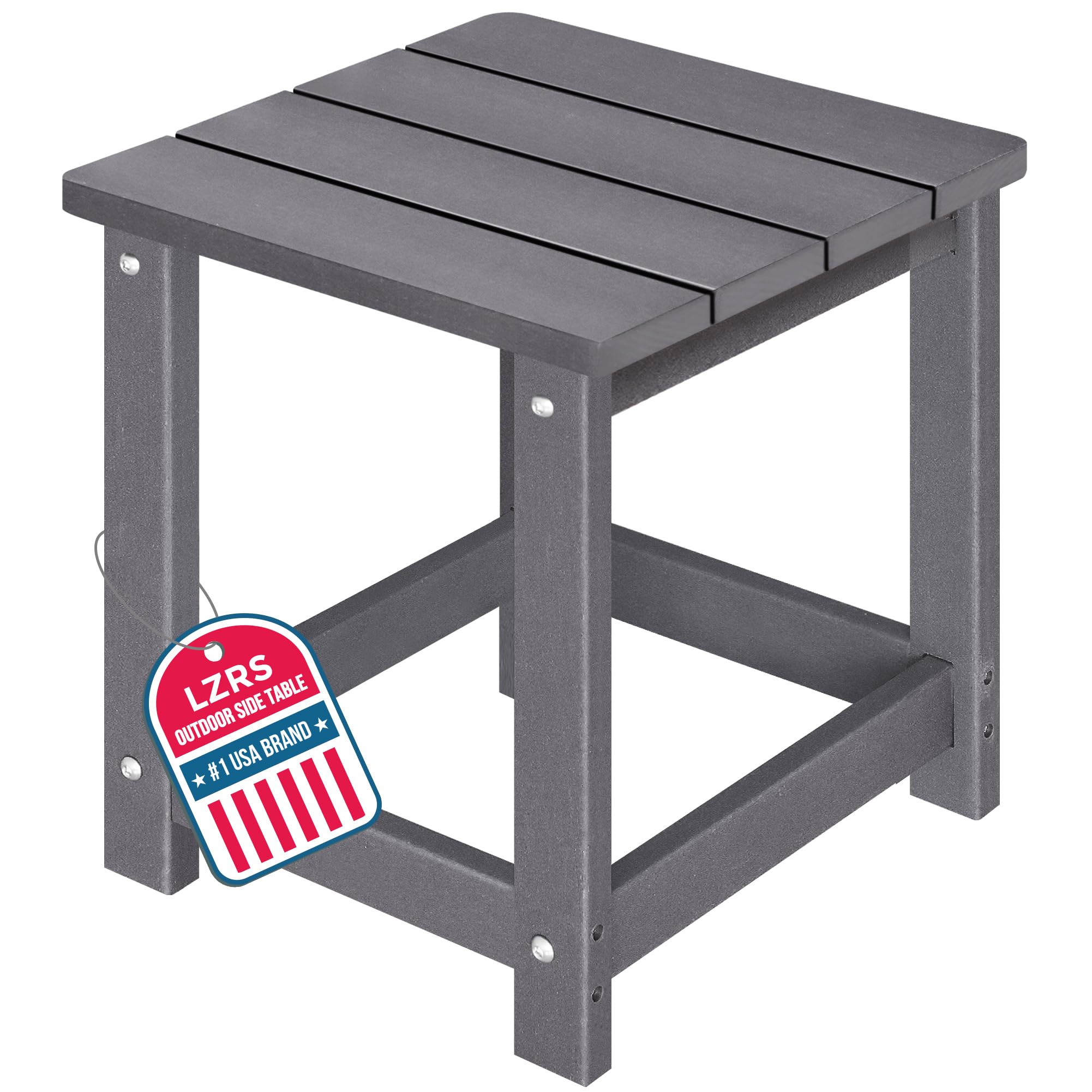 LZRS Patio Side Table, Heavy Duty HDPE Outdoor End Table with Wood Texture, Weat