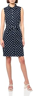 Tommy Hilfiger Women's Sleeveless Collared Button Front Tie Waist Mini Shirt Dress