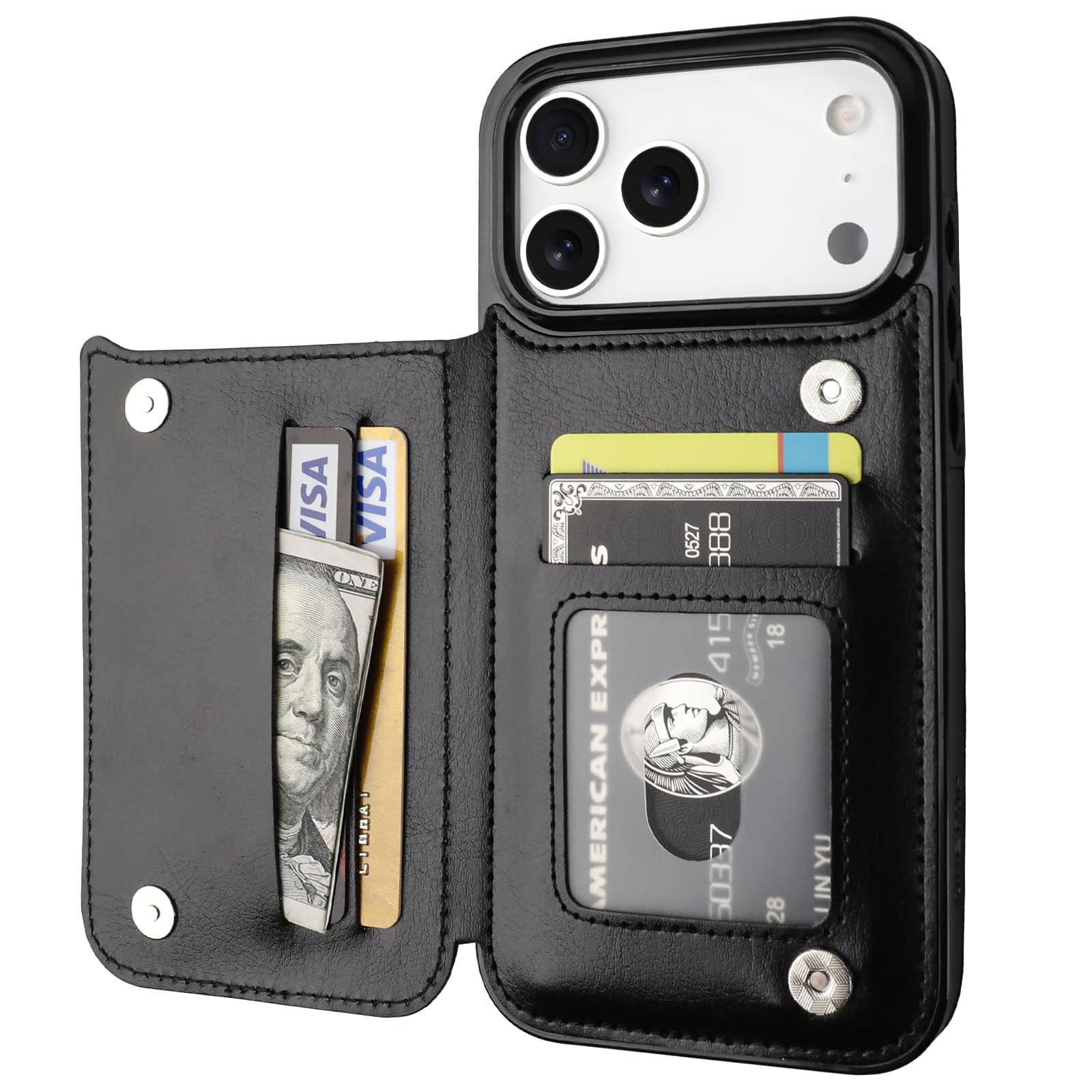 ONETOP for iPhone 18/17 Pro Max Wallet Case with Credit Card Holder,Black | Kick