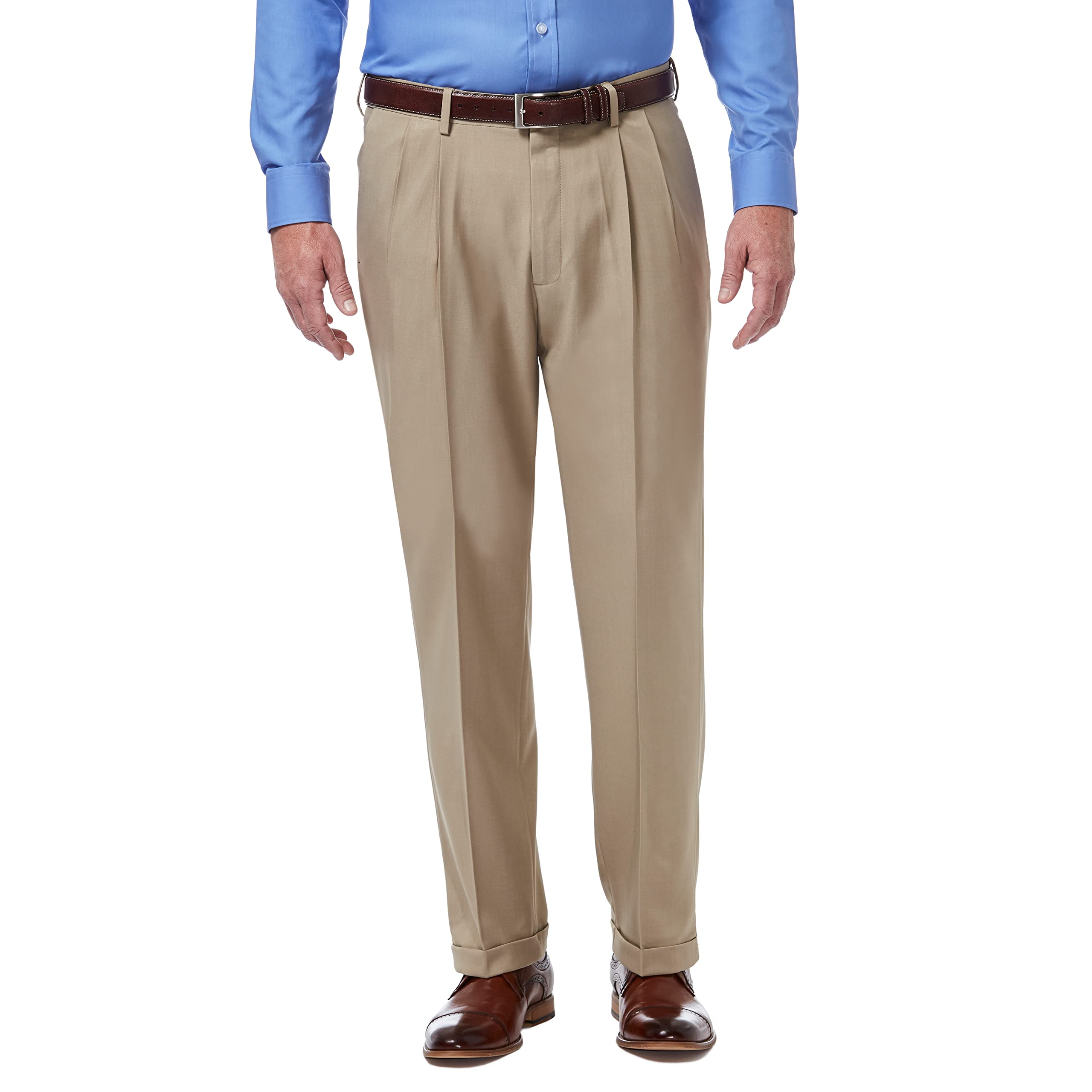 Haggar Men's Classic Fit Pleated Expandable Waist Pant