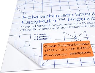 Polycarbonate Sheet 12 x 18 x 1/16" Clear Plastic, Plexiglass Replacement | Clear Polycarbonate, Easy Cut to Size, Shatter Resistant, EasyRuler Film. DIY Bend & Mold. Hobby PC Panel, Glass Replacement