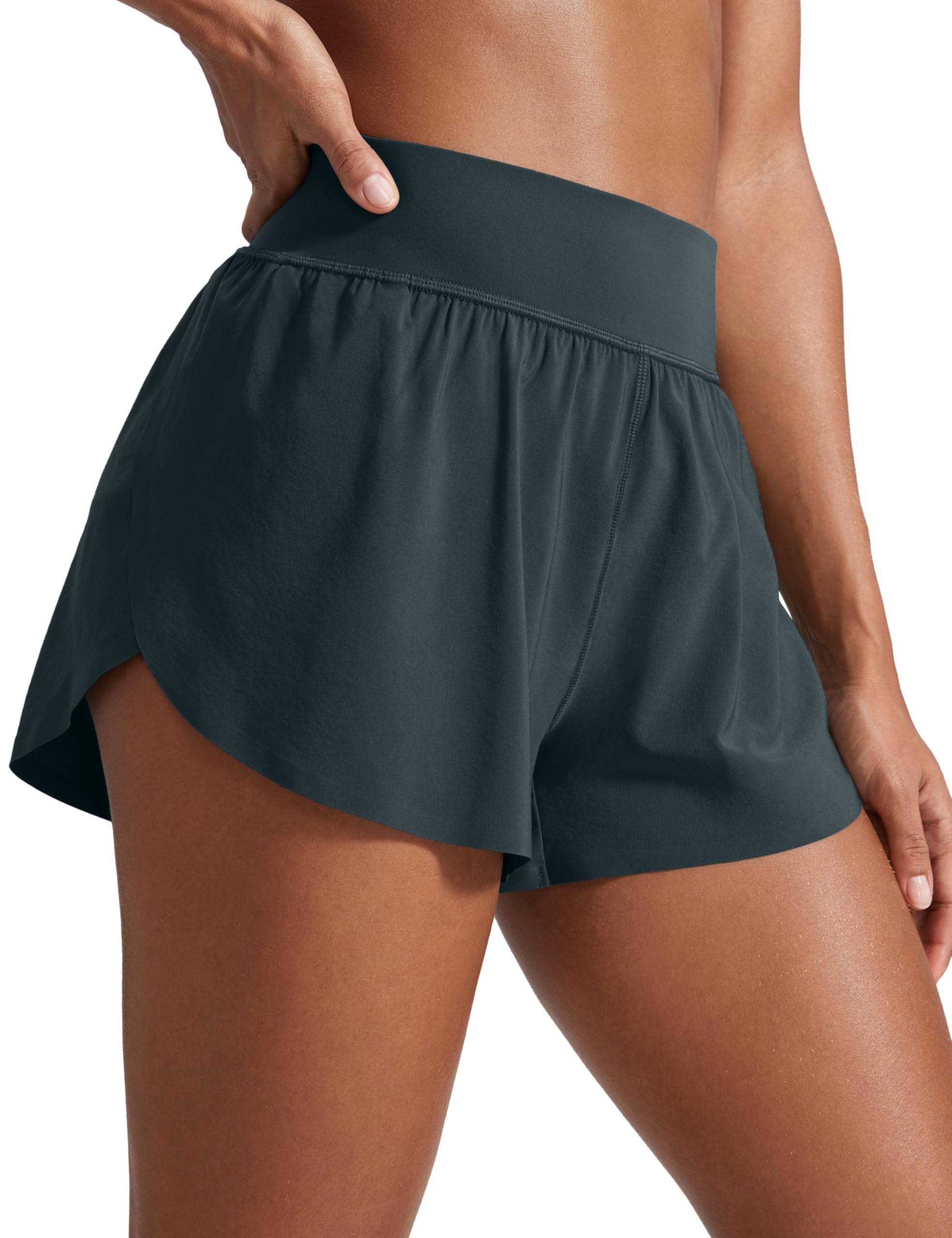 CRZ YOGA High Waisted Split Running Shorts 3"