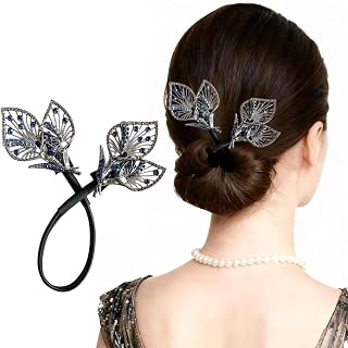 Bun Maker Crystal Hair Bun Maker French Twist Hair Disk for Women Feather Lazy Hair Curler Hair Accessories for Women And Girl Hair Accessories (Blue)