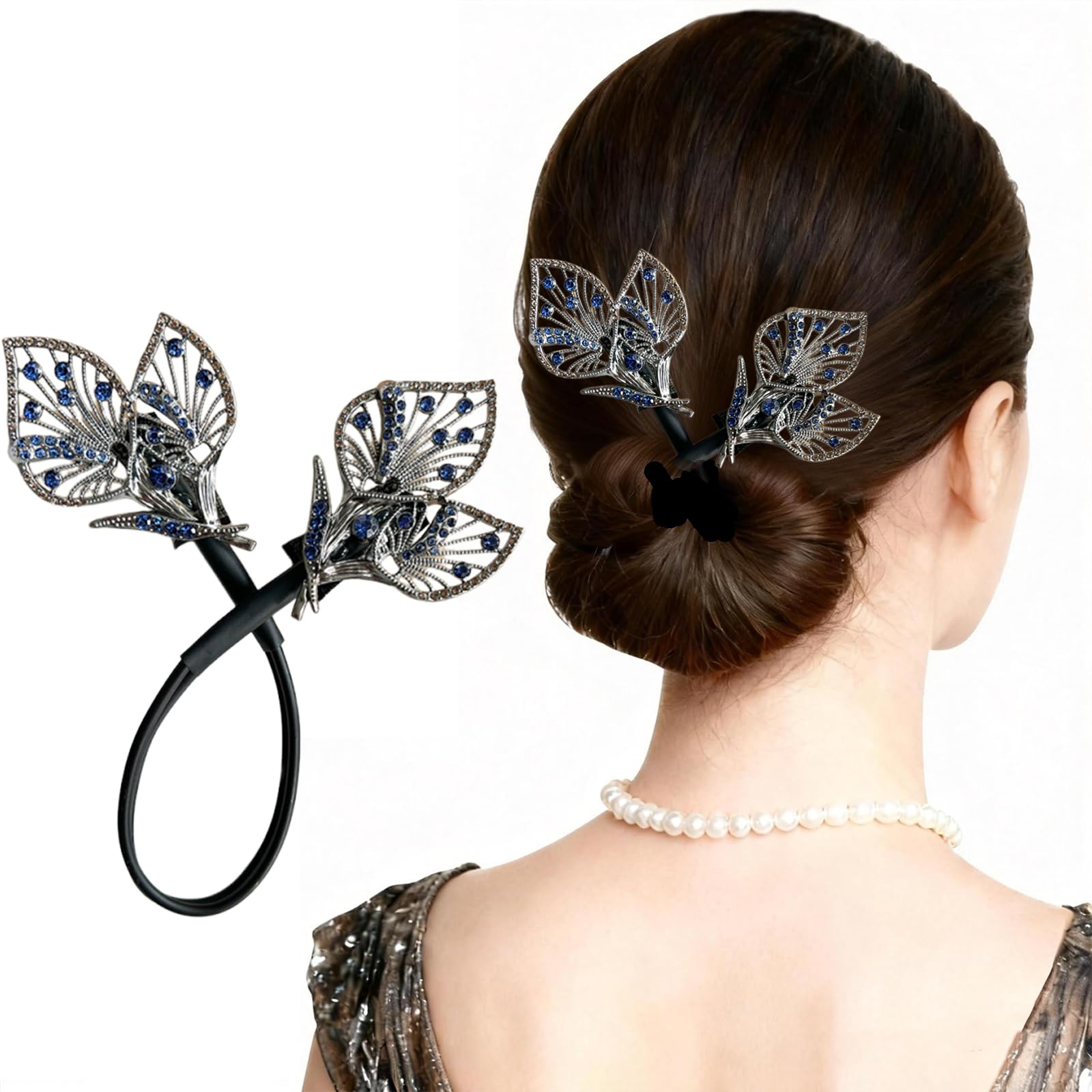 Bun Maker Crystal Hair Bun Maker French Twist Hair Disk for Women Feather Lazy H