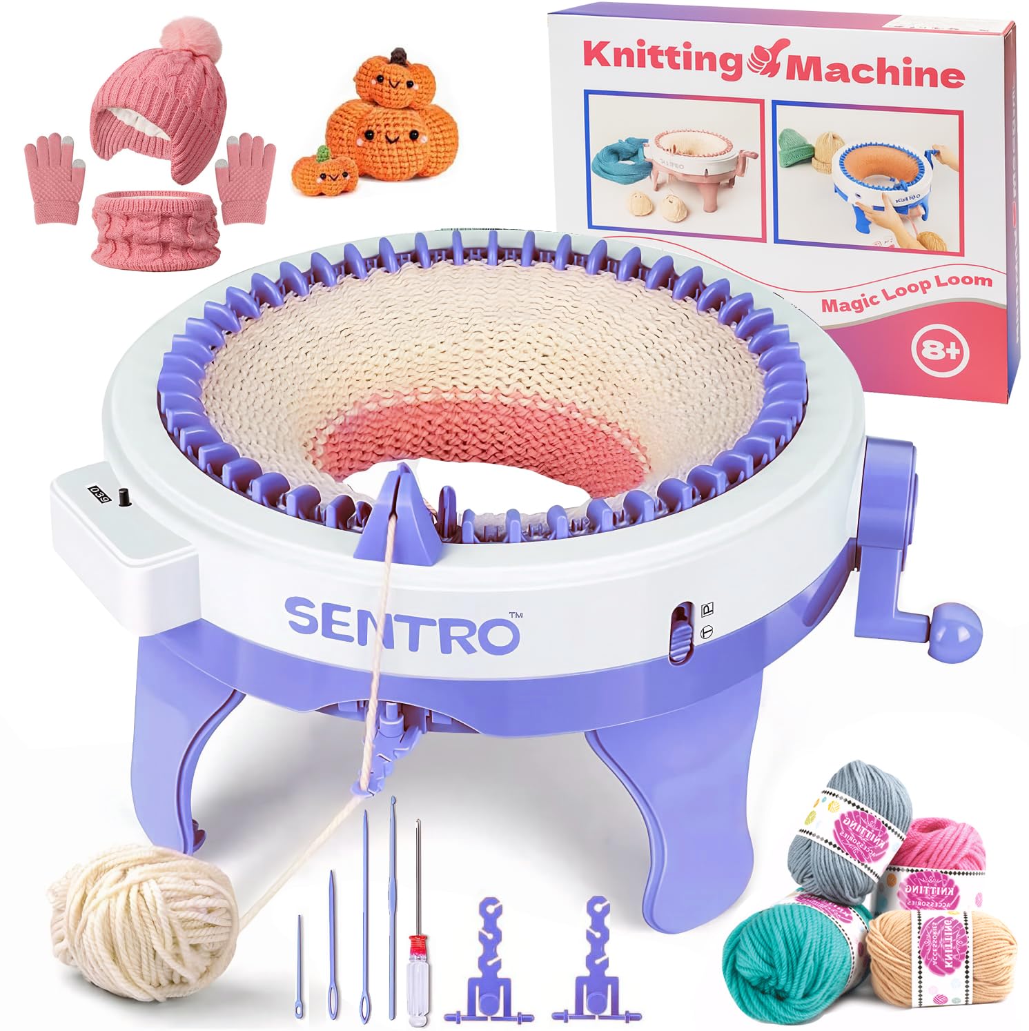 SENTRO Knitting Machine 48 Needles with Row Counter for Beginners (Blue) | 48 ne