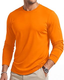Cavva Men's Long Sleeve T Shirt Cotton Plain Tshirts Crew Neck Casual Tops