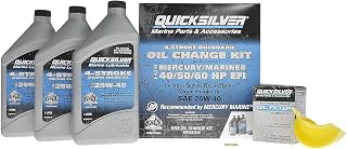Quicksilver 4-Stroke Oil Change Kit – for Mercury Outboard Engines – 15, 20, 25, 30, 40, 50, 60, 75, 90, 115, 150, 175, 200, 225, 250, 300, 350, 400 HP