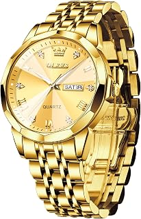 OLEVS Orologi da uomo Diamond Business Wear analogico al quarzo acciaio inossidabile impermeabile Luminoso Data Bicolore Lusso Casual Watch