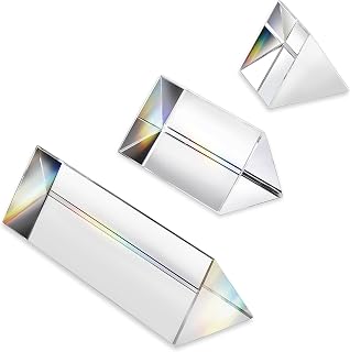 3pc Equilateral Crystal Prisms Set -1",2" & 4" Crystal Triangular Prism | Optical Prisms Glass Physics Teaching Refracted Light Spectrum Rainbow Maker Photography Props