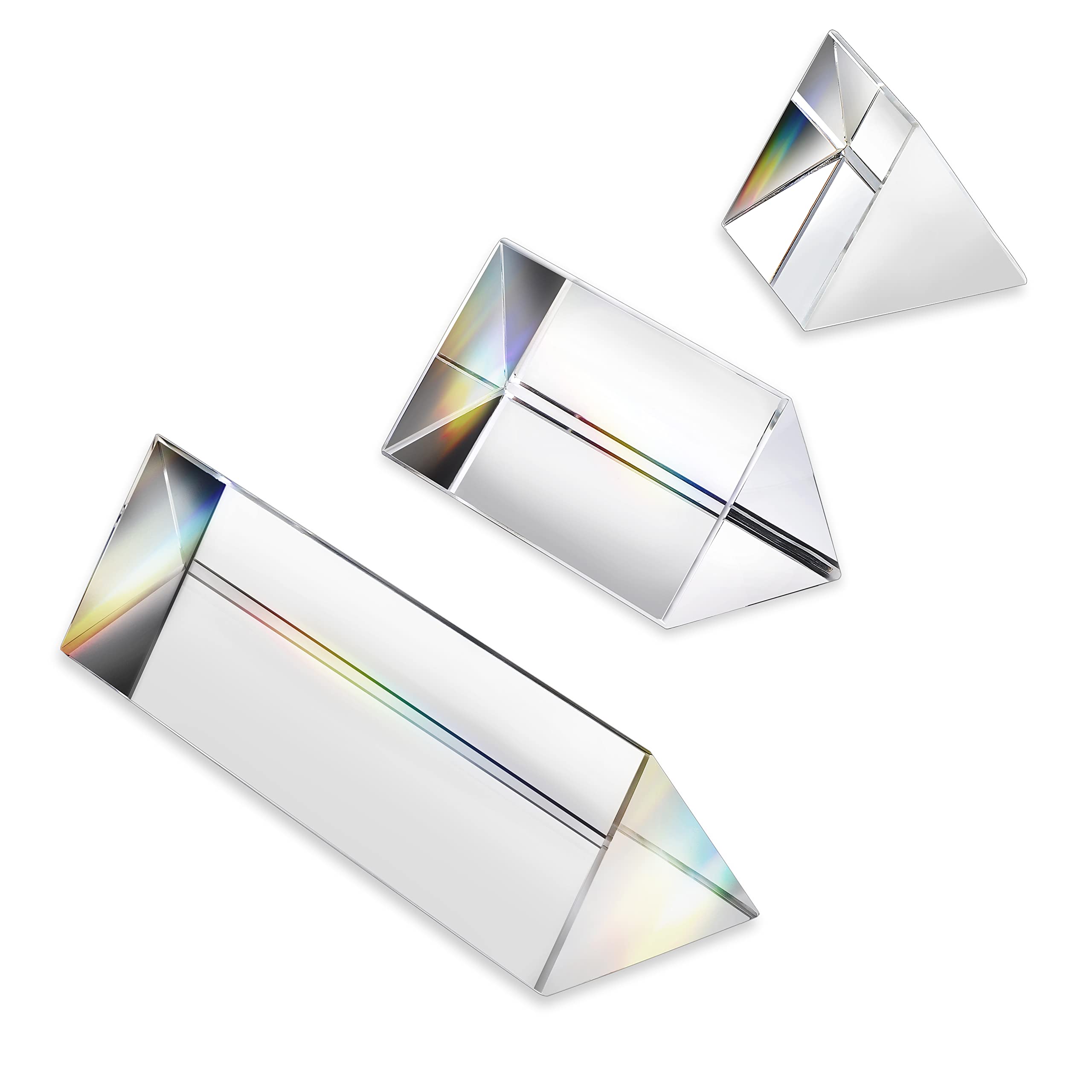 3pc Equilateral Crystal Prisms Set -1",2" & 4" Crystal Triangular Prism | Optica