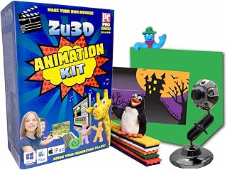 Zu3D Stop Motion Animation Kit for Kids with HD USB Camera, Green Screen, Modelling Clay, Handbook and Two Software Licences for Windows, Mac and iPad