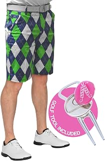 Royal & Awesome Mens Golf Shorts, Crazy Golf Shorts For Men, Plaid Shorts Men - Golf Tool Included