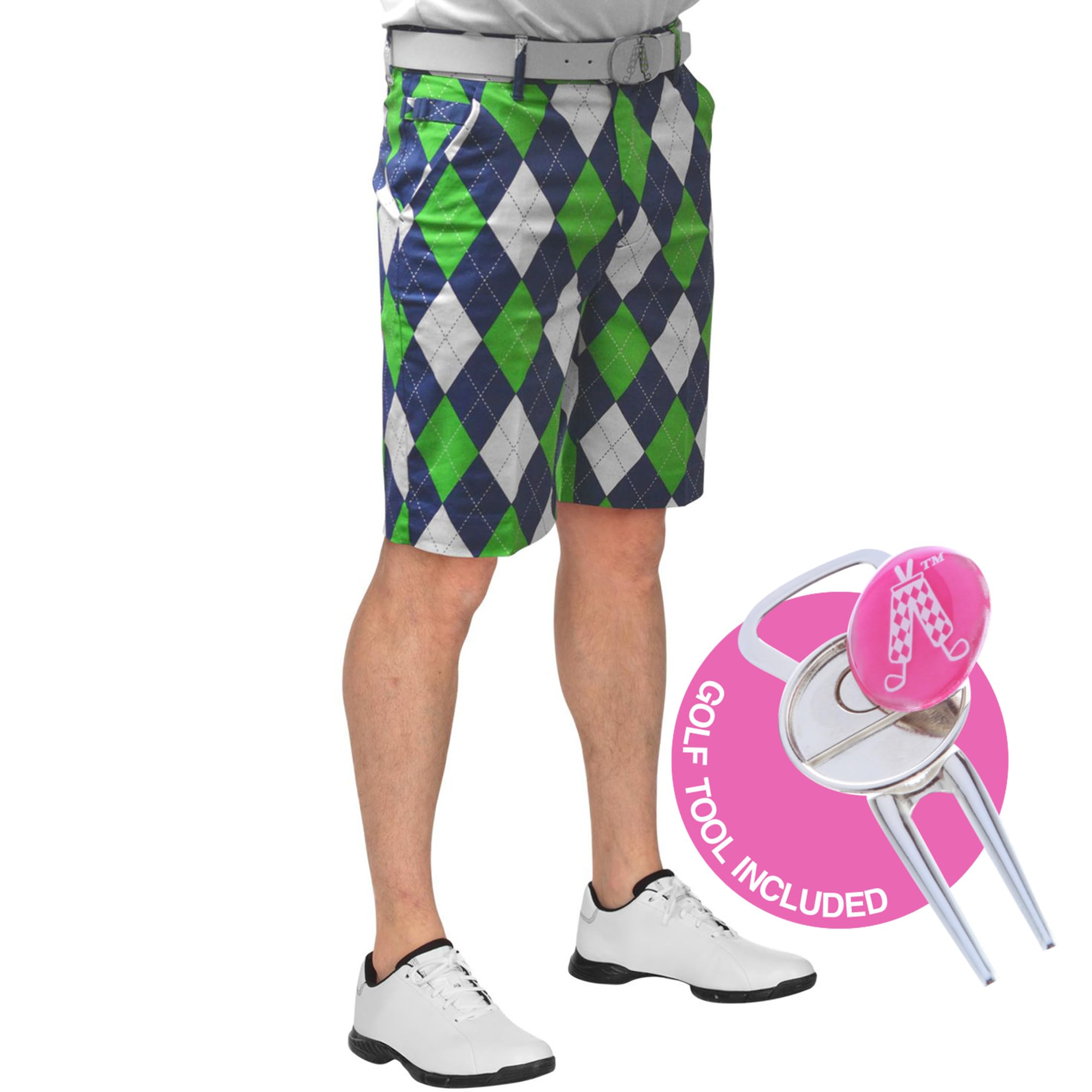 Royal & Awesome Mens Golf Shorts, Crazy Golf Shorts For Men, Plaid Shorts Men - 