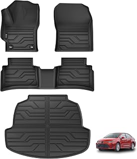 KARPAL Floor Mats for 2020-2027 Toyota Corolla Sedan & Hybrid | All Weather Custom Fit TPE Floor Liners with Cargo Liner, Full Coverage Car Mats, Anti-Slip Corolla Accessories, Easy Clean