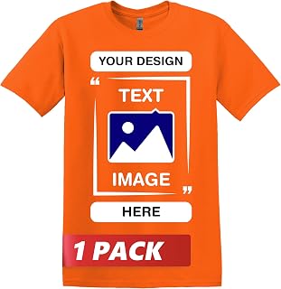 Gildan Custom T-Shirts - Personalized Unisex Crewneck Tee Shirt - Customize Your Image, Text & Photo - Men Women Adult
