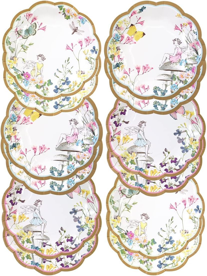 Talking Tables Truly Fairy Line Paper Plates - Pack of 12 Coloured Plates | Flow