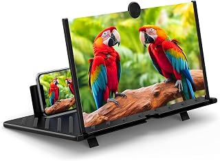 20" Screen Magnifier – 3D HD Cell Phone Magnifing Screen Enlarger Projector for Movies Videos and Gaming – Foldable Phone Stand Holder with Screen Amplifier Compatible with All Smartphones