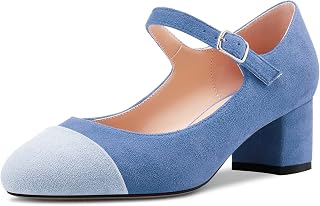 Castamere Women's Chunky Mid Width Round Heel Pointed Mary Jane Pumps Wedding Office Casual 5 CM Heels