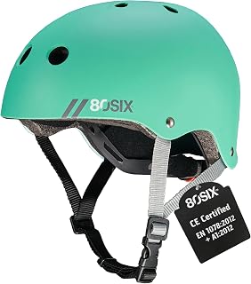 80SIX Multi-Sport Skateboard Helmet with Adjustable Fit Dial for Kids, Teens, Adults-Certified Hardshell Protective Scooter, Bike Helmet for Cycling, Skateboard, BMX, Inline Skate