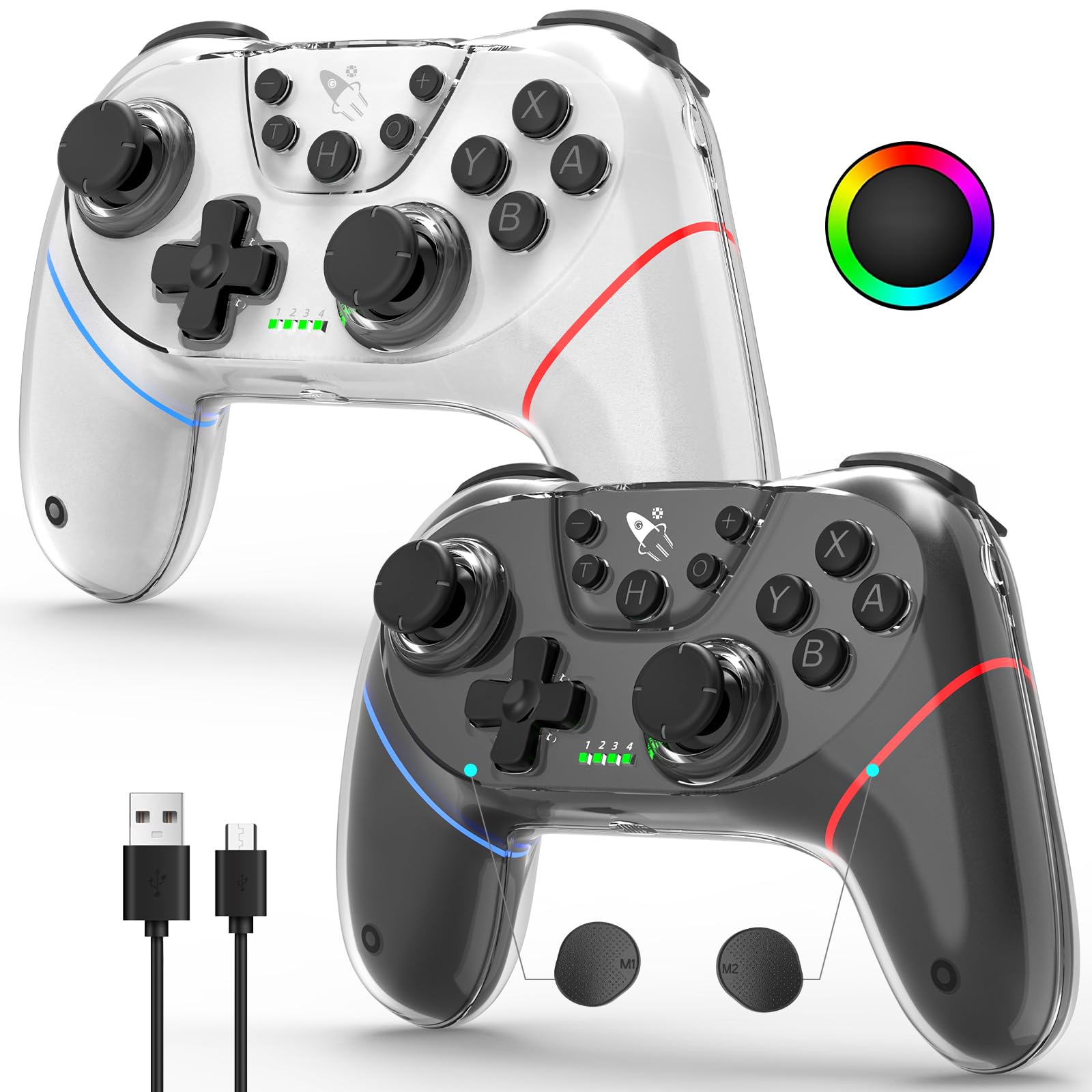 AceGamer 2 Pack Stinto Pro Wireless Controller for Nintendo Switch 2/Switch/Lite