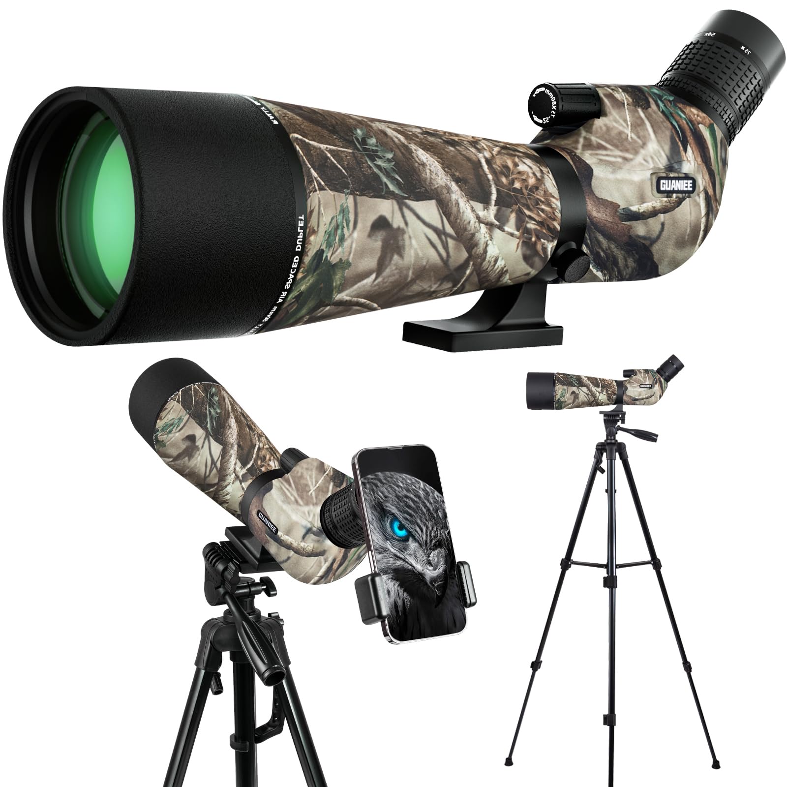 GUANIEE 25-75x80 Spotting Scope for Target Shooting with Upgraded Full Size Trip
