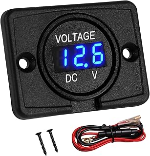 DC 24V 12V Voltage Gauge, Battery Voltage Meter, LED Volt Meter 12 Volt 24 Volt 36 Volt, Battery Monitor Blue Light, Round Digital Voltage Display for Marine Automotive Motorcycle Car Truck RV Boat