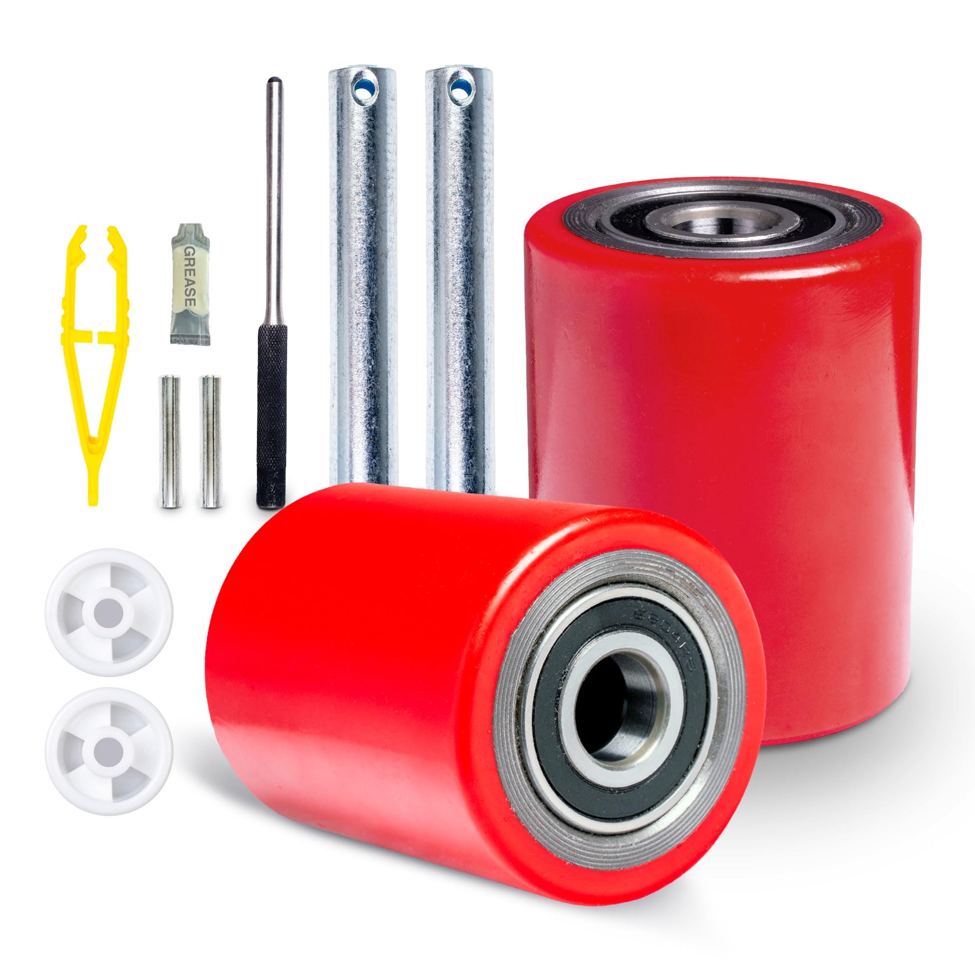 Pallet Jack/Truck Load Wheels Full Set with Axles and Entry Exit Roller 3" x 3.7