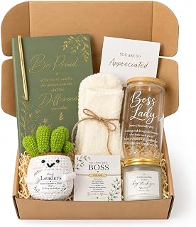 LUICONMO Thank You Gifts for Boss Lady, Bosses Day Gifts for Women | Best Boss Gift for Women, Unique Appreciation Gift Baskets for Boss Female Leader w 16OZ Glass Cup