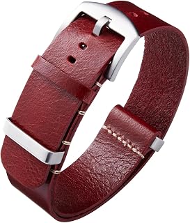 BINLUN Leather Watch Straps Straps for Watches Oiled Leather Crazy Horse 18mm 19mm 20mm 21mm 22mm 24mm One Piece Replacement Straps for Men and Women with Silver/Black Buckle