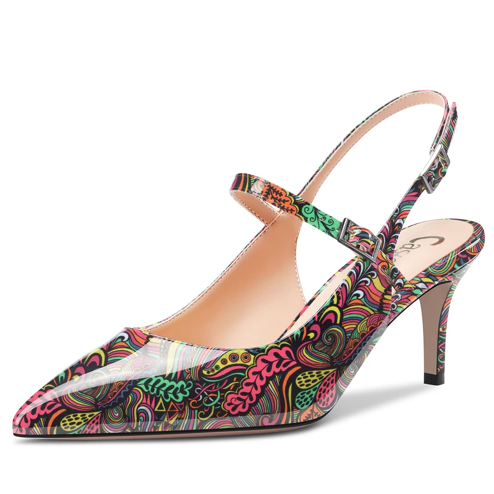 Castamere Zapatos de tacón medio para mujer, con puntera puntiaguda, con tirante