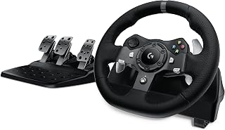 Logitech G920 Racing Wheel and Pedals for Xbox X|S/Xbox One/PC | Real force feedback, stainless steel paddle shifters, leather steering wheel cover, for Xbox Series X|S, PC, Mac