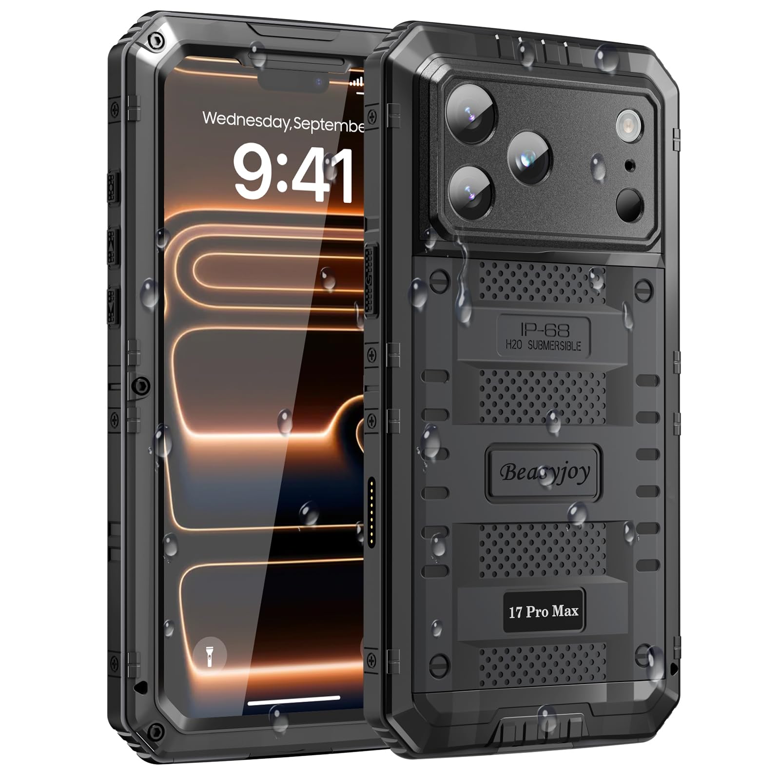 Beasyjoy for iPhone 17 Pro Max Case Waterproof, Heavy Duty Metal Case with Built
