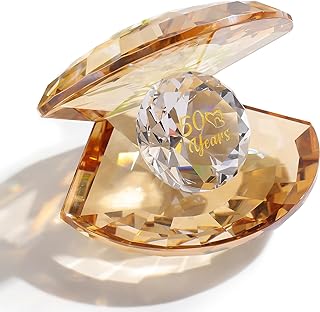 Movdyka Gold Shell Crystal 50th Wedding Anniversary Romantic Gifts for Parents 50 Years of Love Wedding Keepsake Couples Ideas Wedding Party Decor