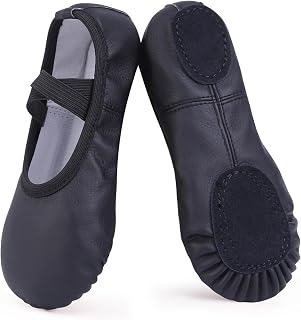 Girls Ballet Shoes PU Leather Ballet Slippers Split Sole Dance Shoes Yoga Gymnastic Dance Flats for Kids and Adults