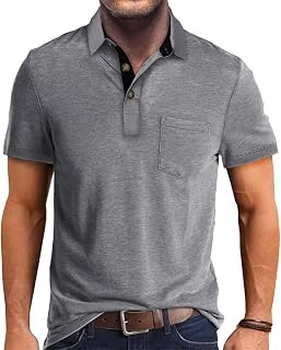 Mens Casual Polo Shirt Classic Button Basic Short Sleeve Solid Cotton Tees Golf Stylish Tops