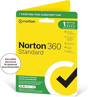 Norton 360 Standard 2026| 1 Device | 1-year subscription with automatic renewal| Activation Code by Post