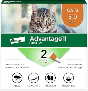 Advantage II Small Cat Topical Flea Treatment & Prevention,  2ct | 30-Day Protection, Vet-Recommended Flea Treatment & Prevention, Breaks the Flea Life Cycle, For Small Cats 5-9 lbs.