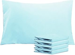 NTBAY Queen Pillowcase Set - 4 Pack Brushed Microfiber 20x30 Pillowcases - Soft, Wrinkle-Free, Fade-Resistant, Stain-Resistant, Pillowcases with Envelope Closure - 20x30 inches, Light Blue