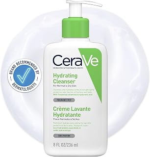 CeraVe Hydrating Cleanser for Normal to Dry Skin with Hyaluronic Acid 236ml | Gentle Non-Foaming Face Wash Enriched with 3 Essential Ceramides, Fragrance-Free Formula, Suitable for Sensitive Skin