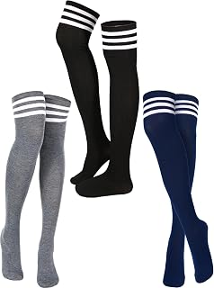 SATINIOR 3 Pairs Thigh High Socks