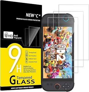 NEW'C for Nintendo Switch 2 Screen Protector Tempered Glass Bubble Free | 3 Pack, HD Clear, 7.9 Inches, 9H Hardness, Scratch Resistant, Bubble Free, Oleophobic, Touch Sensitive