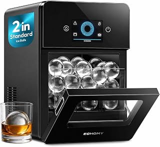 EUHOMY 2" Ice Ball Maker Countertop, 4Pcs in 40Mins, 144Pcs/day, Self-Cleaning Sphere Ice Maker with Crystal Clear Ice, Round Ice Cube Maker Machine for Whiskey & Bourbon