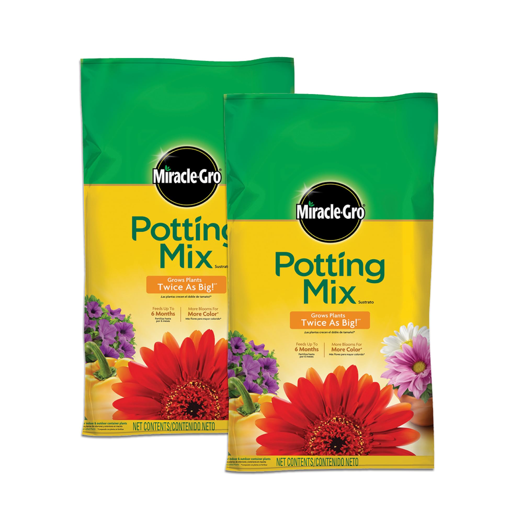 Miracle-Gro Potting Mix, 16 qt. (2-Pack) | For Container Plants, Flowers, Vegeta
