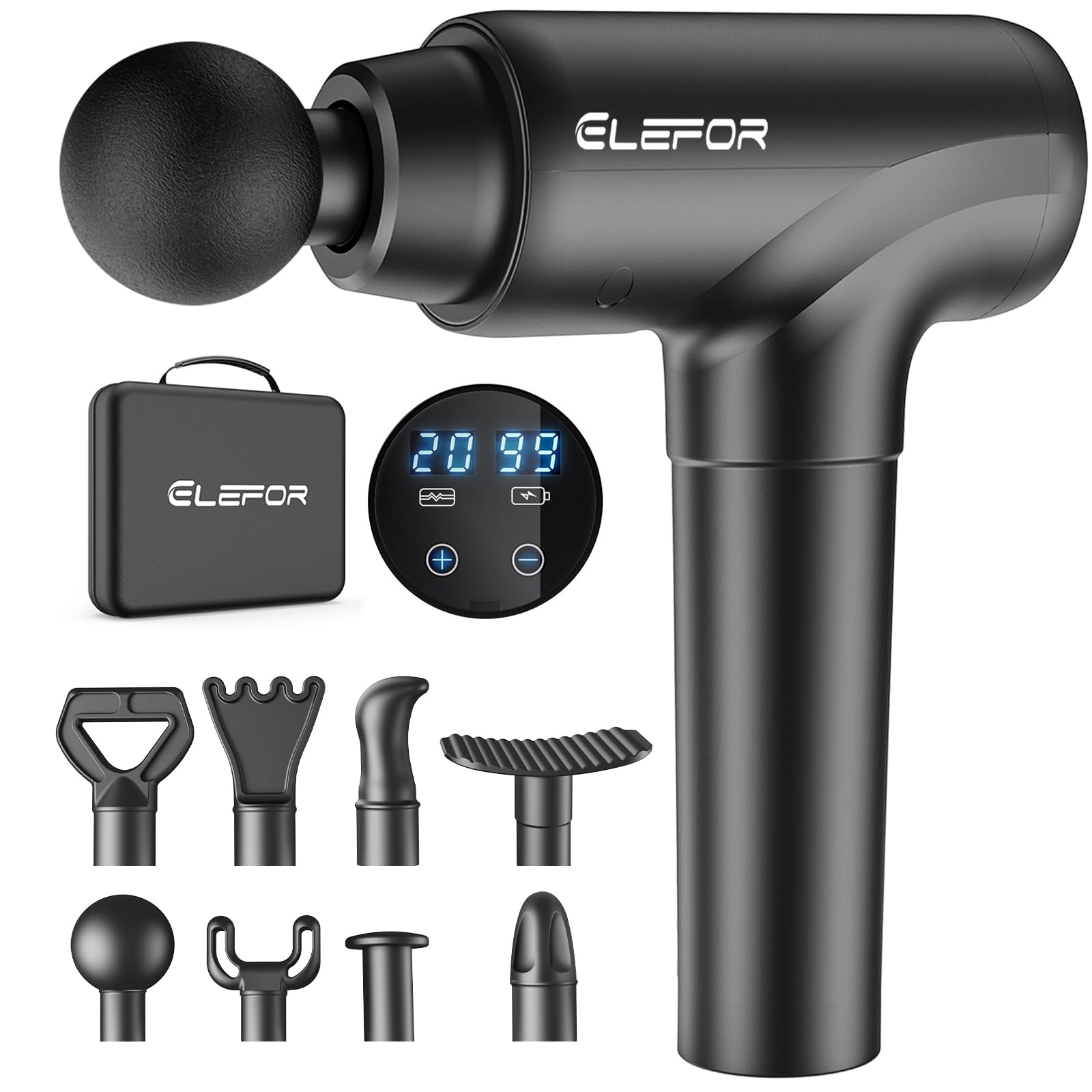 Elefor Massage Gun Deep Tissue,Percussion Back Massager Gun for Athletes Muscle 