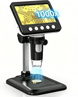 WKR Coin Microscope, 4.3" LCD USB Digital 1000X 1080P Coin Magnifier | 8 Adjustable LED Lights, PC View Compatible with Windows/MacBook for Adults Kids