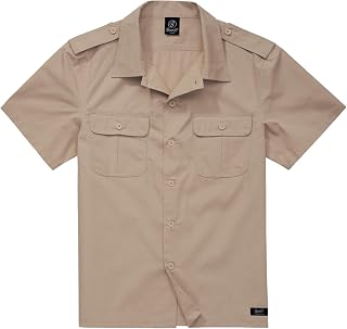 Brandit Men's US Shirt Ripstop Short Sleeve Beige Size L