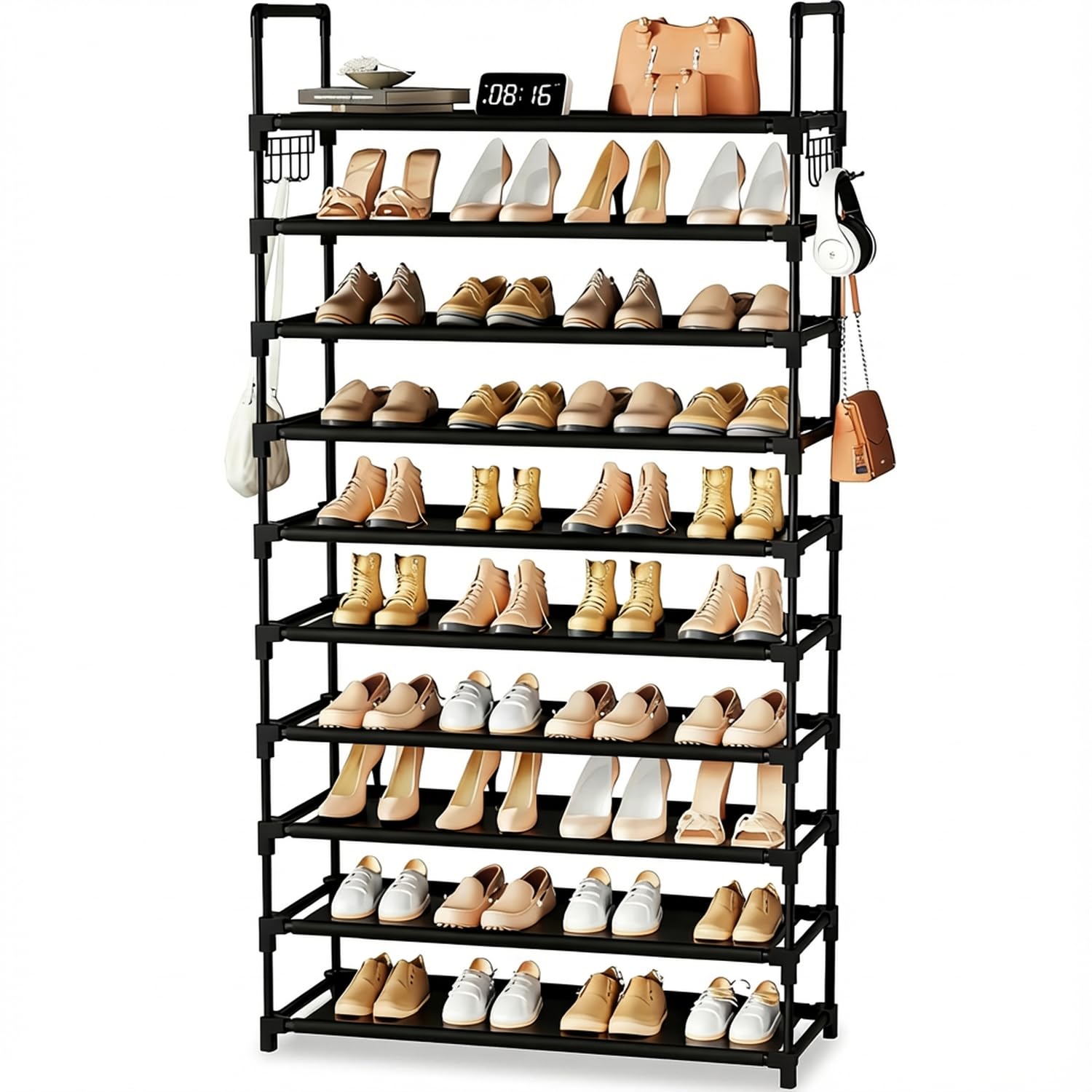 10 Tier Shoe Rack, Large Capacity Tall Shoe Storage Organizer Holds 50-55 Pairs 