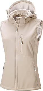 33,000ft Softshell Vests Lightweight Hooded Sleeveless Jacket Waterproof Vest Windbreaker Fleece Lined Zipper Pockets