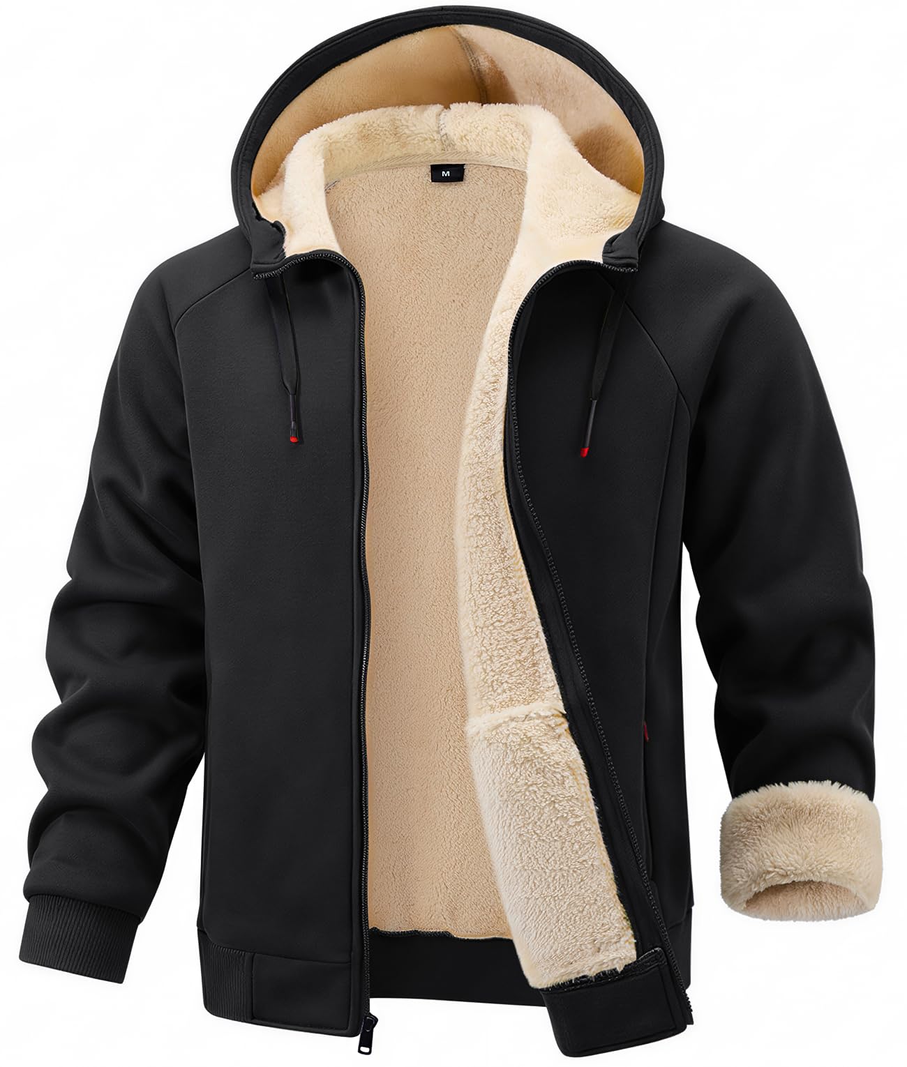 Gihuo Mens Sherpa Hoodies Zip Up Fleece Lined Sweatshirt Hooded Winter Warm Jack