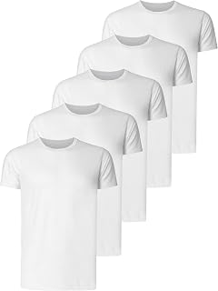 Teesmen Men's T-Shirts 5 Pack Short Sleeve Crew Neck UK Plain Cotton
